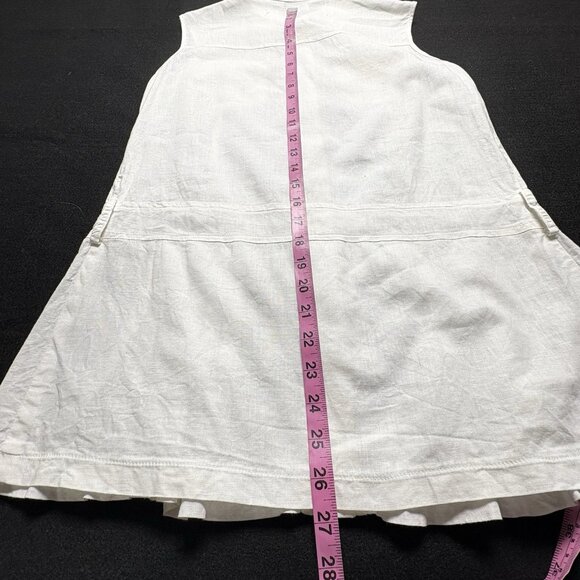 SANDRO Women Button Front Pleated Blouse Sleeveless Linen Blend Sz M White 13-3 - Picture 10 of 11